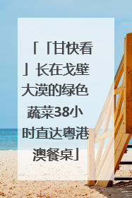 「甘快看」长在戈壁大漠的绿色蔬菜38小时直达粤港澳餐桌