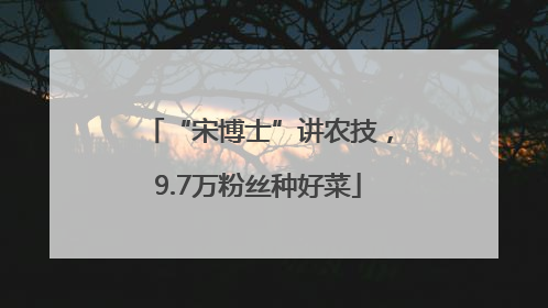 “宋博士”讲农技，9.7万粉丝种好菜