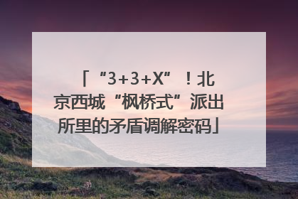 “3+3+X”！北京西城“枫桥式”派出所里的矛盾调解密码