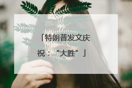 特朗普发文庆祝：“大胜”