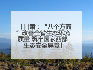甘肃：“八个方面”改善全省生态环境质量 筑牢国家西部生态安全屏障