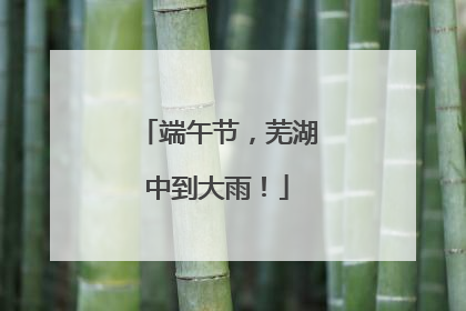 端午节，芜湖中到大雨！