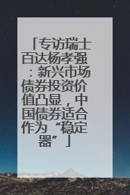 专访瑞士百达杨孝强：新兴市场债券投资价值凸显，中国债券适合作为“稳定器”