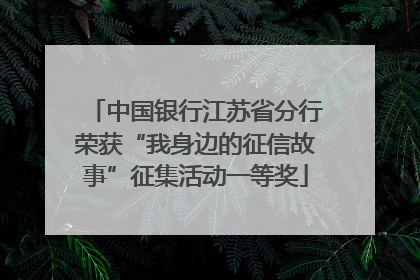 中国银行江苏省分行荣获“我身边的征信故事”征集活动一等奖