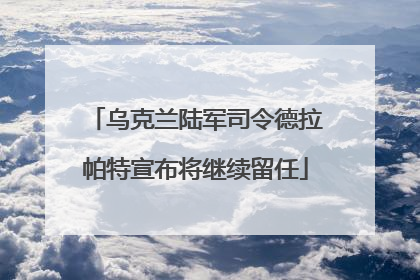 乌克兰陆军司令德拉帕特宣布将继续留任