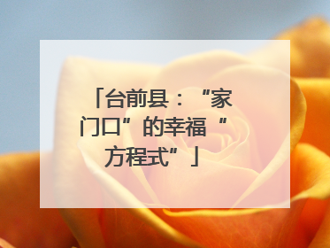 台前县：“家门口”的幸福“方程式”