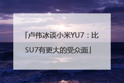 卢伟冰谈小米YU7：比SU7有更大的受众面