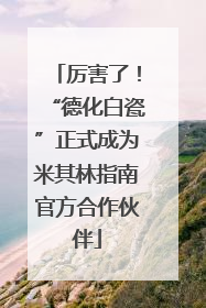 厉害了！“德化白瓷”正式成为米其林指南官方合作伙伴