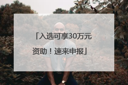入选可享30万元资助！速来申报