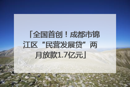 全国首创！成都市锦江区“民营发展贷”两月放款1.7亿元