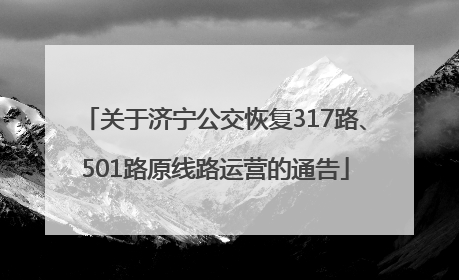 关于济宁公交恢复317路、501路原线路运营的通告