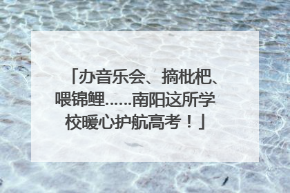 办音乐会、摘枇杷、喂锦鲤……南阳这所学校暖心护航高考！