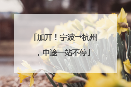 加开！宁波→杭州，中途一站不停