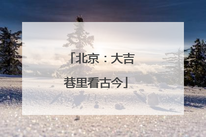 北京：大吉巷里看古今