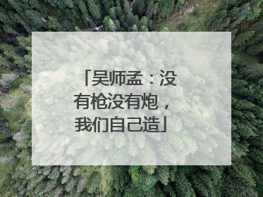 吴师孟：没有枪没有炮，我们自己造