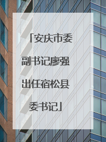 安庆市委副书记廖强出任宿松县委书记