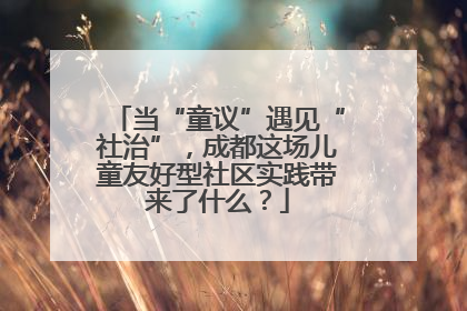 当“童议”遇见“社治”，成都这场儿童友好型社区实践带来了什么？
