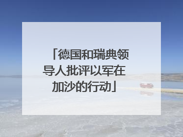 德国和瑞典领导人批评以军在加沙的行动