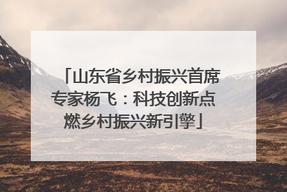 山东省乡村振兴首席专家杨飞：科技创新点燃乡村振兴新引擎