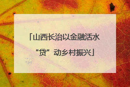 山西长治以金融活水“贷”动乡村振兴
