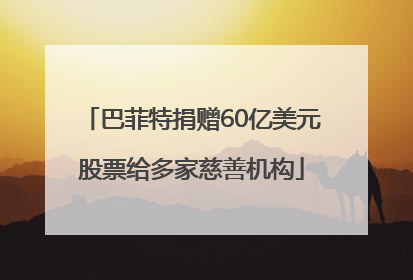 巴菲特捐赠60亿美元股票给多家慈善机构
