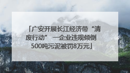 广安开展长江经济带“清废行动” 一企业违规倾倒500吨污泥被罚8万元
