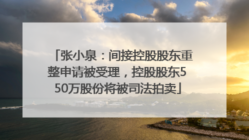 张小泉：间接控股股东重整申请被受理，控股股东550万股份将被司法拍卖
