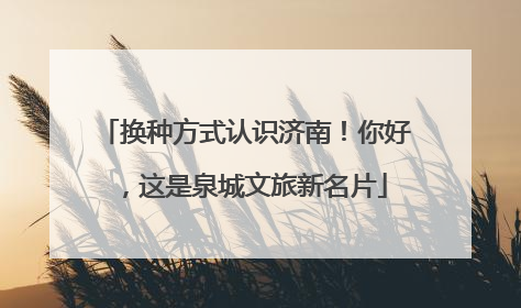 换种方式认识济南！你好，这是泉城文旅新名片