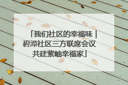 我们社区的幸福味｜碧潭社区三方联席会议共建紫岫幸福家