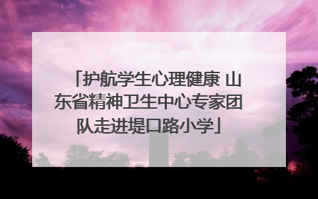 护航学生心理健康 山东省精神卫生中心专家团队走进堤口路小学