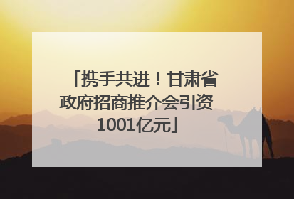 携手共进！甘肃省政府招商推介会引资1001亿元