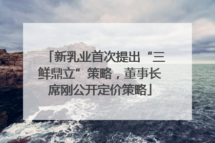 新乳业首次提出“三鲜鼎立”策略，董事长席刚公开定价策略