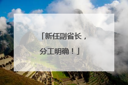 新任副省长，分工明确！