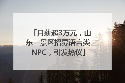 月薪超3万元，山东一景区招募语言类NPC，引发热议