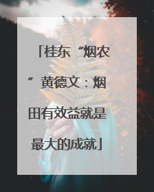 桂东“烟农”黄德文：烟田有效益就是最大的成就