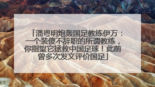 潘粤明炮轰国足教练伊万：一个装傻不辞职的所谓教练，你指望它拯救中国足球！此前曾多次发文评价国足