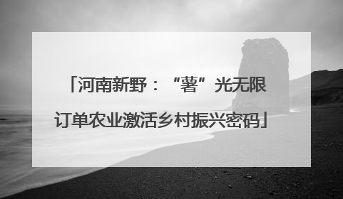 河南新野：“薯”光无限 订单农业激活乡村振兴密码