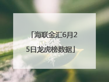 海联金汇6月25日龙虎榜数据