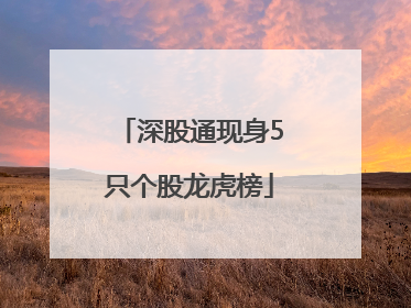 深股通现身5只个股龙虎榜