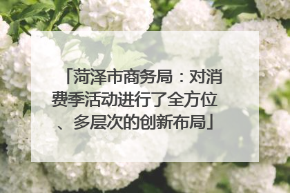 菏泽市商务局：对消费季活动进行了全方位、多层次的创新布局
