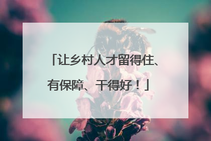 让乡村人才留得住、有保障、干得好！