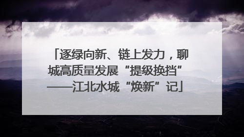 逐绿向新、链上发力，聊城高质量发展“提级换挡”——江北水城“焕新”记