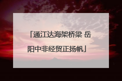 通江达海架桥梁 岳阳中非经贸正扬帆