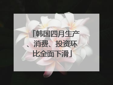 韩国四月生产、消费、投资环比全面下滑