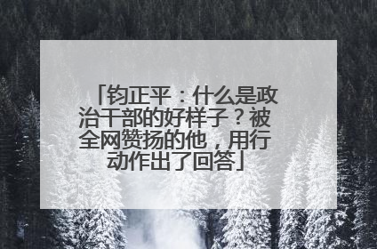 钧正平：什么是政治干部的好样子？被全网赞扬的他，用行动作出了回答