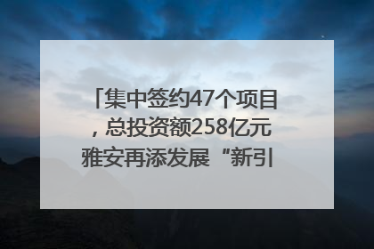 集中签约47个项目，总投资额258亿元 雅安再添发展“新引擎”｜数读西投